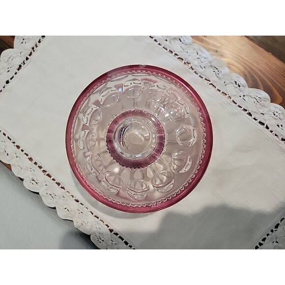 Vintage Kings Crown 6” Candy Box Ruby Cranberry Flashed W/Lid Cottage Grandma - Picture 12 of 12
